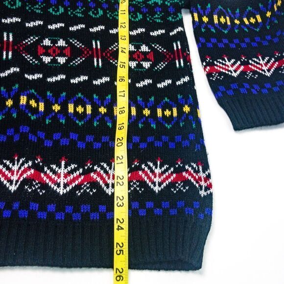 VTG 80’s Multicolor Knit Geo Tunic Sweater Sz L - Picture 7 of 9